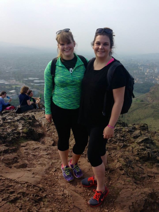 Me and my friend Margi on top of Arthur's Seat!